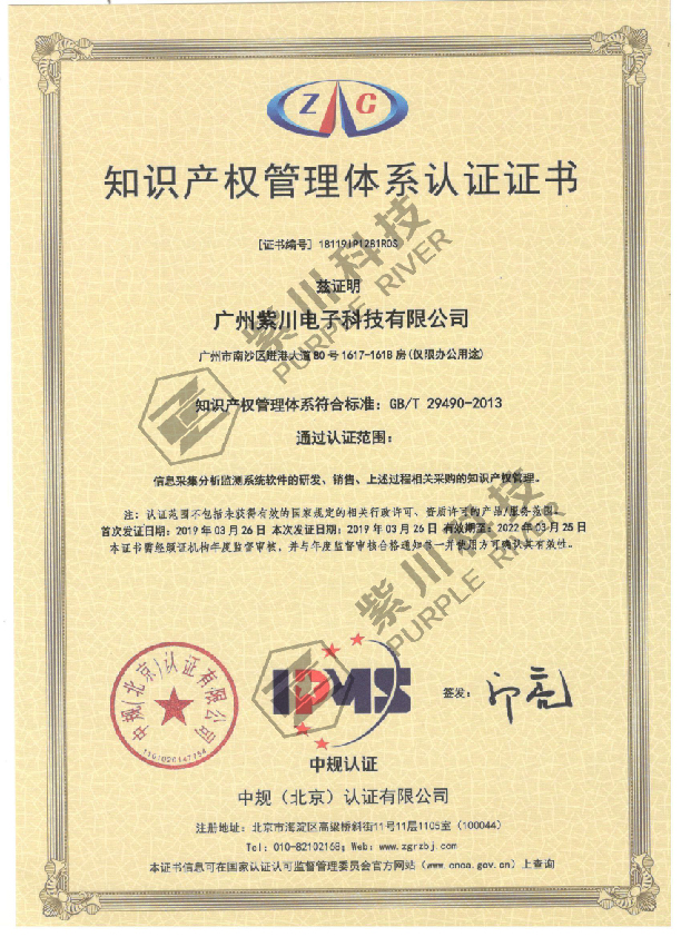 Intellectual Property Management System Certificate